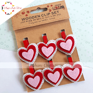 Wooden pegs with felt Hearts