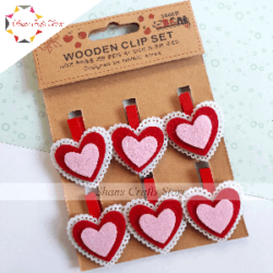 Wooden pegs with felt Hearts